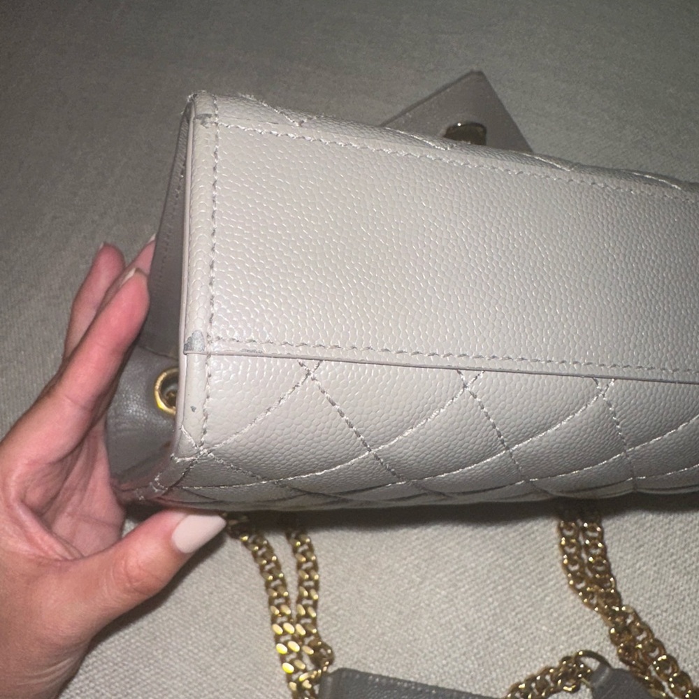 Yves Saint Laurent Gray Quilted Leather Chain Bag - Picture 12 of 16
